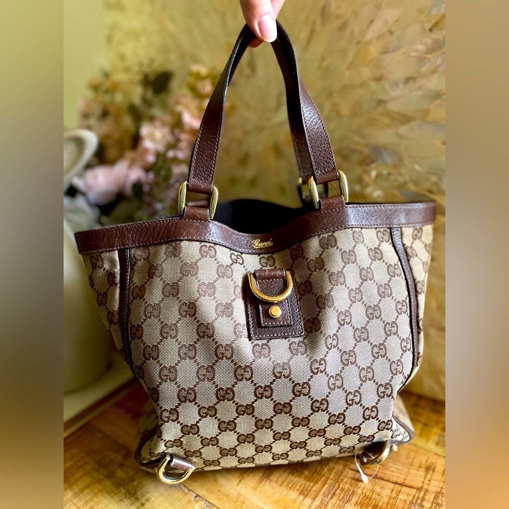 GUCCI Jackie GG Monogram Canvas D-ring Hobo Medium Handbag or Tote